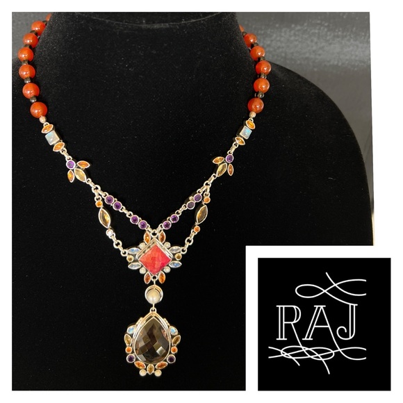 🦋NICKY BUTLER RAJ LIMITED EDITION Carnelian Smokey Topaz Necklace VINTAGE NB - Picture 2 of 16